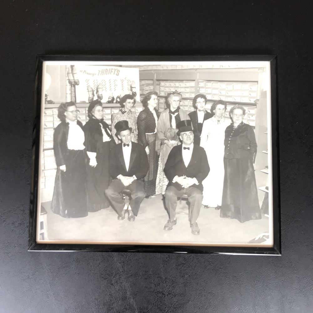 Antique Photograph Framed 8x10” “at Penney’s Thrift” Store Employees Picture